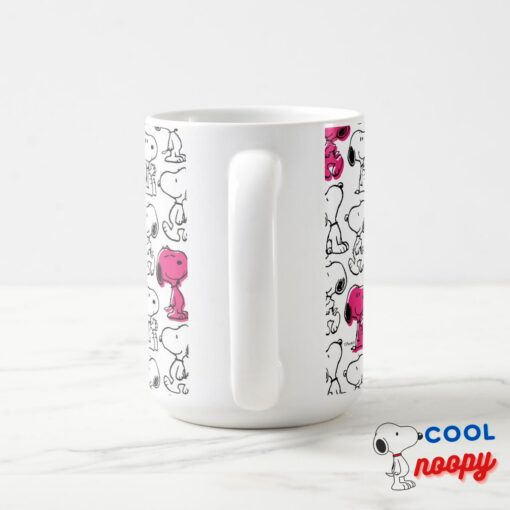 Snoopy Black Magenta Pattern Mug 4