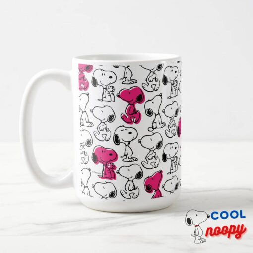 Snoopy Black Magenta Pattern Mug 5