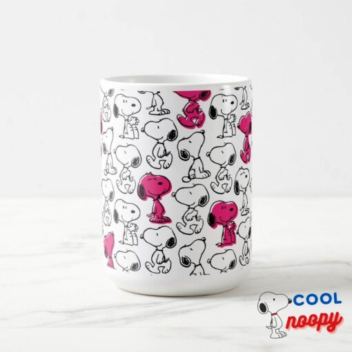 Snoopy Black Magenta Pattern Mug 6