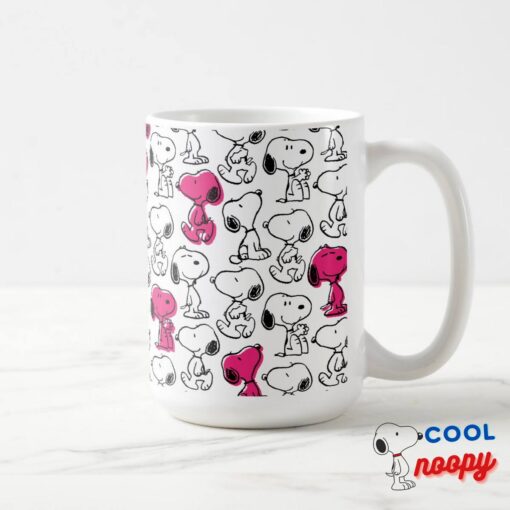 Snoopy Black Magenta Pattern Mug 7