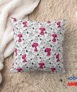 Snoopy Black Magenta Pattern Throw Pillow 8