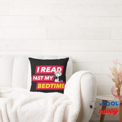 Snoopy I Read Past My Bedtime Throw Pillow 2