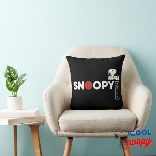 Snoopy Japanese Typography Graphic Throw Pillow 3
