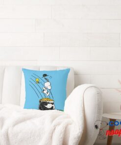 Snoopy Jumping Into Pot Of Gold Throw Pillow 2