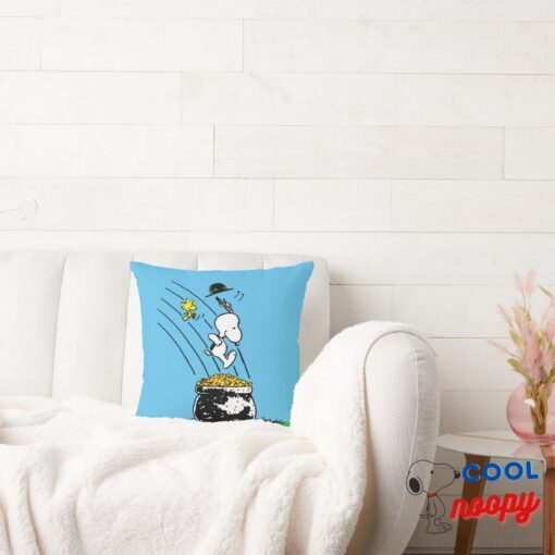 Snoopy Jumping Into Pot Of Gold Throw Pillow 2