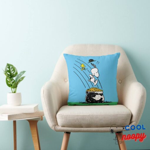 Snoopy Jumping Into Pot Of Gold Throw Pillow 3