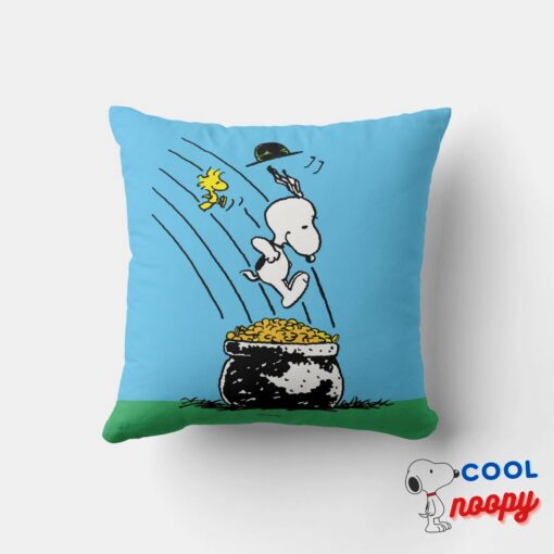 Snoopy Jumping Into Pot Of Gold Throw Pillow 4