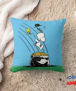 Snoopy Jumping Into Pot Of Gold Throw Pillow 8