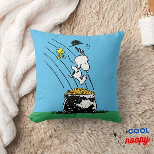 Snoopy Jumping Into Pot Of Gold Throw Pillow 8