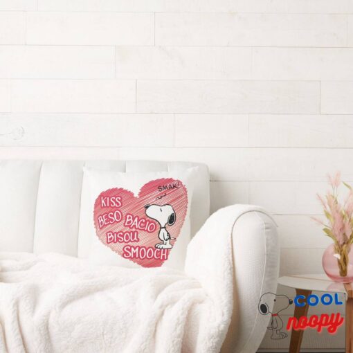 Snoopy Multilingual Kiss Throw Pillow 2