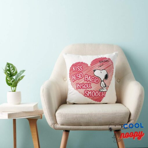 Snoopy Multilingual Kiss Throw Pillow 3