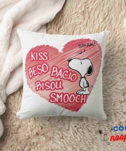 Snoopy Multilingual Kiss Throw Pillow 8