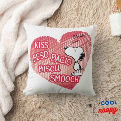Snoopy Multilingual Kiss Throw Pillow 8