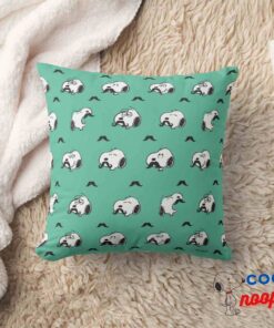 Snoopy Mustaches Teal Pattern Throw Pillow 8