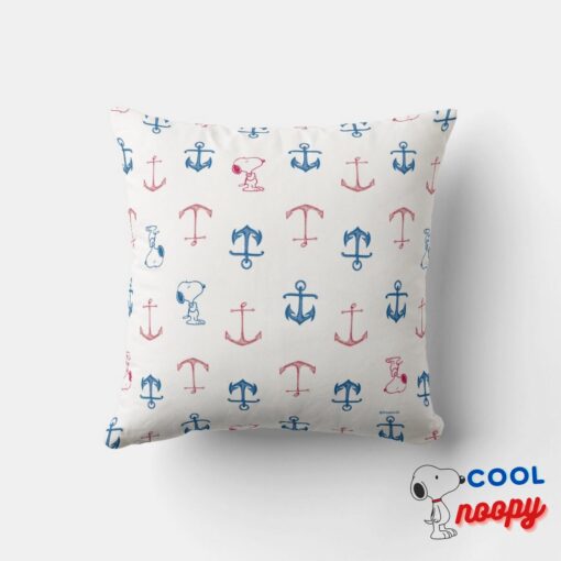 Snoopy Nautical Anchor Pattern Throw Pillow 4