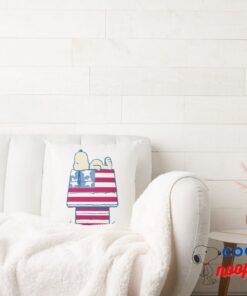 Snoopy On 4th Of July Dog House Throw Pillow 2