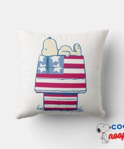 Snoopy On 4th Of July Dog House Throw Pillow 4