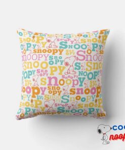Snoopy Pastel Text Pattern Throw Pillow 4