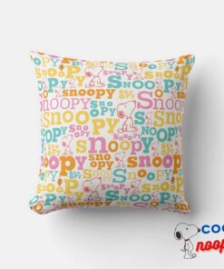 Snoopy Pastel Text Pattern Throw Pillow 8