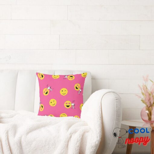 Snoopy Pink Neon Static Emoji Pattern Throw Pillow 2