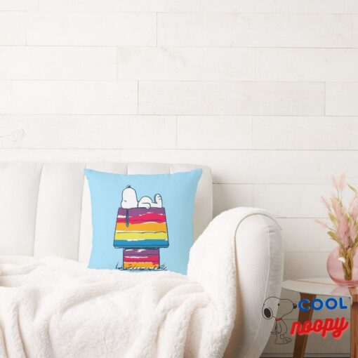 Snoopy Rainbow Dog House Throw Pillow 2