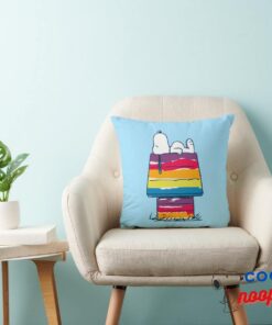 Snoopy Rainbow Dog House Throw Pillow 3