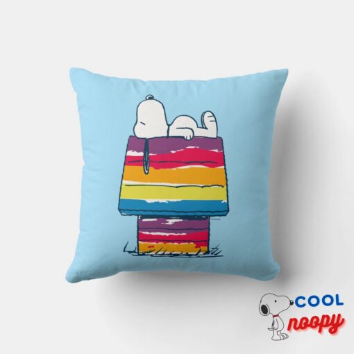 Snoopy Rainbow Dog House Throw Pillow 4