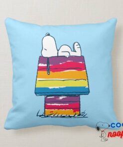 Snoopy Rainbow Dog House Throw Pillow 8