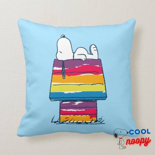 Snoopy Rainbow Dog House Throw Pillow 8