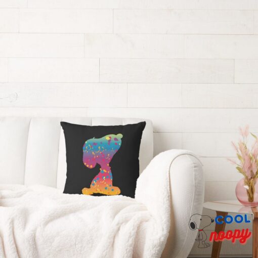Snoopy Rainbow Graffiti Silhouette Throw Pillow 2