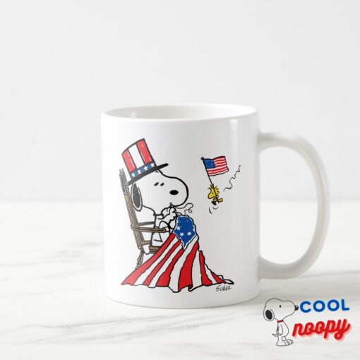 Snoopy Sewing 4th Of July Flag Coffee Mug 15
