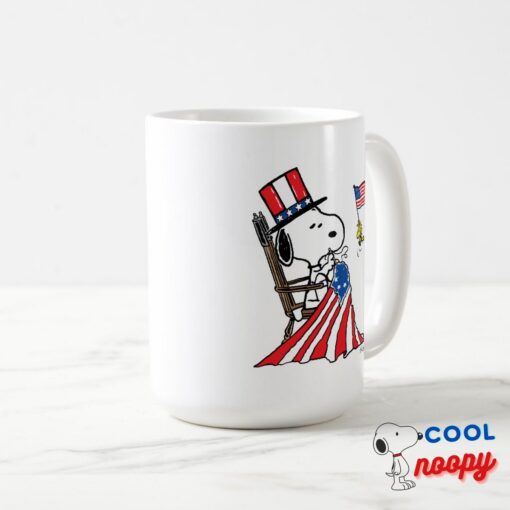 Snoopy Sewing 4th Of July Flag Coffee Mug 2