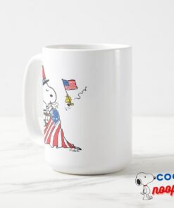 Snoopy Sewing 4th Of July Flag Coffee Mug 3