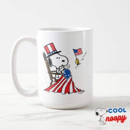 Snoopy Sewing 4th Of July Flag Coffee Mug 4