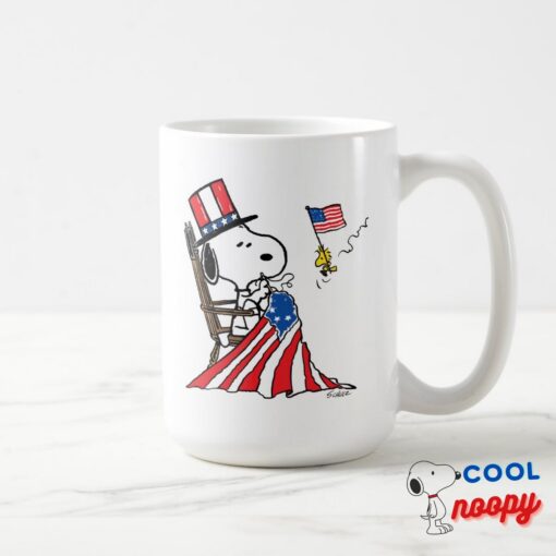 Snoopy Sewing 4th Of July Flag Coffee Mug 7