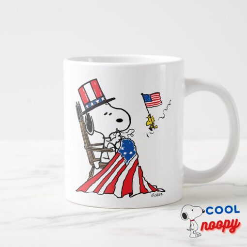 Snoopy Sewing 4th Of July Flag Giant Coffee Mug 15
