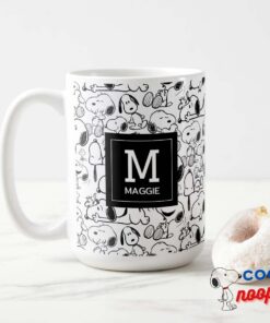 Snoopy Smile Giggle Laugh Add Initial Name Mug 15