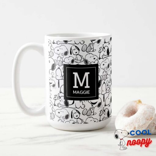 Snoopy Smile Giggle Laugh Add Initial Name Mug 15