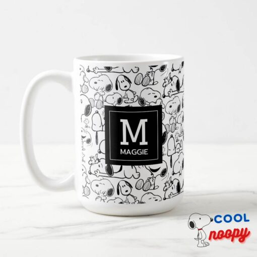 Snoopy Smile Giggle Laugh Add Initial Name Mug 3