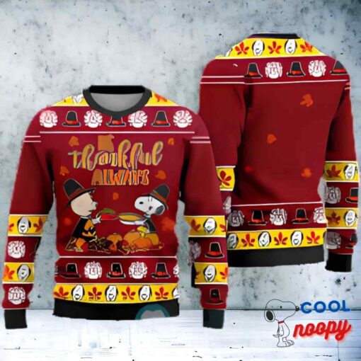 Snoopy The Peanuts Ugly Thanksgiving Sweater Cardinal Red Gift 1