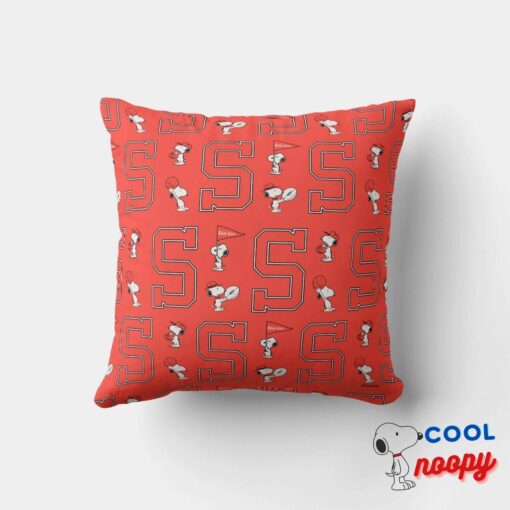 Snoopy Varsity Sports Pattern Throw Pillow 4