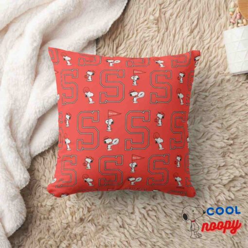 Snoopy Varsity Sports Pattern Throw Pillow 8