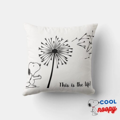 Snoopy With Dandelion Throw Pillow 4