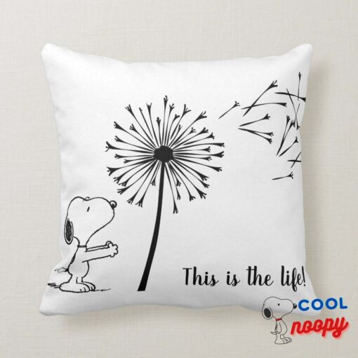Snoopy With Dandelion Throw Pillow 6
