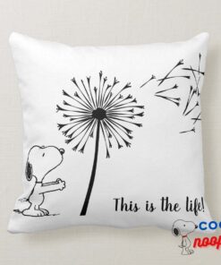 Snoopy With Dandelion Throw Pillow 8