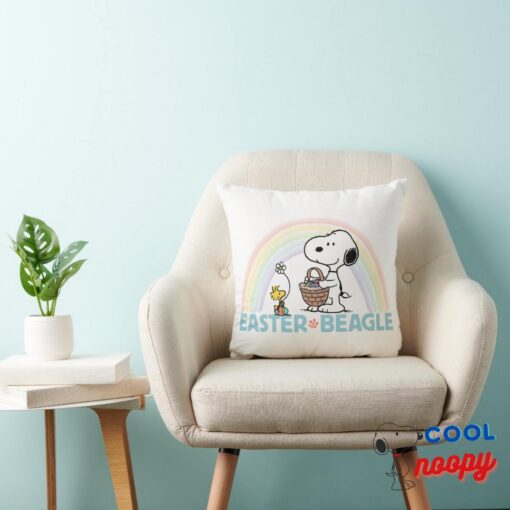 Snoopy Woodstock Easter Beagle Throw Pillow 3