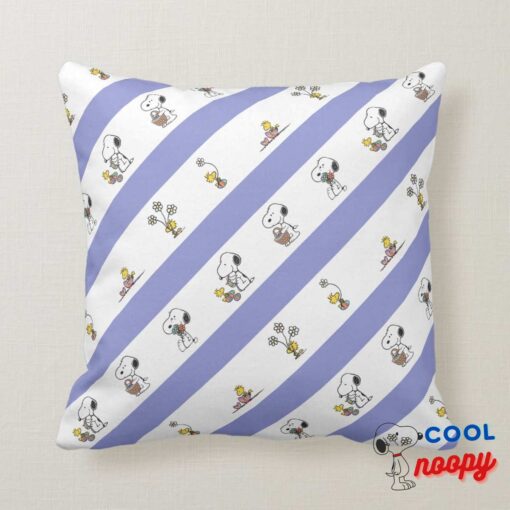 Snoopy Woodstock Easter Stripe Pattern Throw Pillow 5