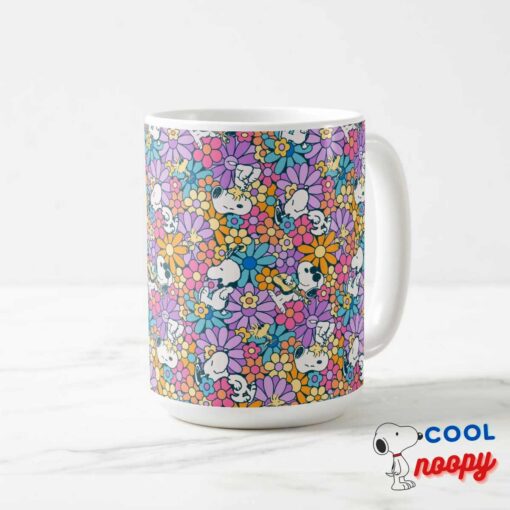 Snoopy Woodstock Flower Pattern Mug 15