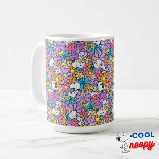 Snoopy Woodstock Flower Pattern Mug 2
