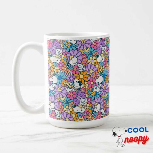 Snoopy Woodstock Flower Pattern Mug 3